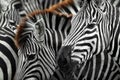 Zebra head with black and white strip pattern