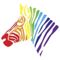 Zebra head. Multi-colored animal. African color symbol. Zebra from stripes. Vector illustration Royalty Free Stock Photo