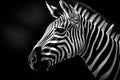 zebra head - side profil portrait on a black background Royalty Free Stock Photo