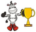 Zebra holding a golg cup