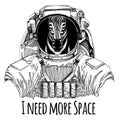Zebra Horse Astronaut. Space suit. Hand drawn image of lion for tattoo, t-shirt, emblem, badge, logo patch kindergarten Royalty Free Stock Photo