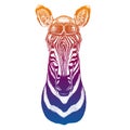 Zebra, horse. Wild animal. Vector fashion illustration for kids. Children shirt print with biker, motorcycle symbol. Royalty Free Stock Photo