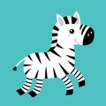 Zebra icon. Black striped horse jumping. Notebook cover, t-shirt print. Cute cartoon kawaii funny baby character. Zoo animal. Royalty Free Stock Photo