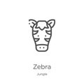 zebra icon vector from jungle collection. Thin line zebra outline icon vector illustration. Outline, thin line zebra icon for