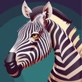 Zebra. Illustration. Zebra in natural grass habitat, Kenya National Park. Nature wildlife scene, Africa.