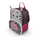 Zebra Kids Back Pack on a white. 3D illustration Royalty Free Stock Photo