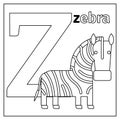 Zebra, letter Z coloring page