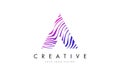 A Zebra Lines Letter Logo Design with Magenta Colors Royalty Free Stock Photo