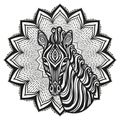 Zebra mandala. Vector illustration. Adult coloring page
