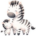 Zebra mom and baby love watercolor clipart.Ai Generate Royalty Free Stock Photo