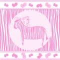 Zebra with pink strips vector eps 10