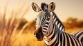 zebra portrait on african savanna. AI Generative Royalty Free Stock Photo