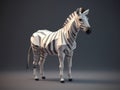 Zebra portrait in low poly style on a dark background, AI generated