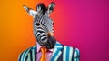 A zebra posing in a formal business attire