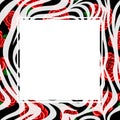 Zebra print border with red rose design. Royalty Free Stock Photo