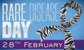 Zebra Print in Ribbon and Greeting for Rare Disease Day, Vector Illustration