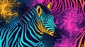 Zebra print texture in neon colors. Abstract background design. Generative Ai Royalty Free Stock Photo