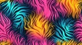 Zebra print texture in neon colors. Abstract background design. Generative Ai Royalty Free Stock Photo