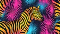 Zebra print texture in neon colors. Abstract background design. Generative Ai Royalty Free Stock Photo