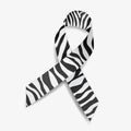 Zebra ribbon awareness Carcinoid Cancer, Ehlers-Danlos Syndrome, Rare Diseases and Disorders. Isolated on white
