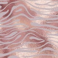 Zebra skin. Rose gold. Elegant texture with a foil effect Royalty Free Stock Photo