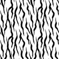 Zebra skin, stripes pattern. Animal print, black and white detailed and realistic texture. Monochrome seamless background. Vector Royalty Free Stock Photo