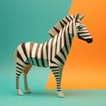 Minimalist 3d Animation: Origami Zebra On Colored Background