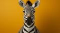Minimalist Zebra Close-up: Vray Tracing Photo On Orange Background