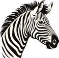 Zebra, striped horse, African savannah animal, cartoon vector Royalty Free Stock Photo