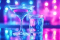 Zebra striping and damp drinking. Glasses with an alcoholic drink on a damp glass table Royalty Free Stock Photo