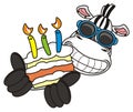 zebra in sunglasses holding a cake Royalty Free Stock Photo
