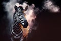 Zebra surround with swirl smoke. dynamic composition and dramatic lighting