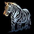 Zebra Tattoo Silhouette On Black Background