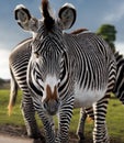 Zebra walking towards camera
