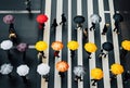 City woman crosswalk crossing rain urban street road person pedestrian umbrella walk background Royalty Free Stock Photo