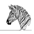 The zebra's head, neck, and body are adorned in black and white stripes. Its neck is graced by a lengthy mane. Royalty Free Stock Photo