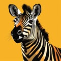 a zebra on a yellow background