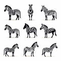 Bold Zebra Logos Collection In American Iconography Style