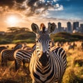 Zebras in Nairobi national park Royalty Free Stock Photo