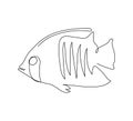 Zebrasoma xanthurum, veliferum, angel fish, surgeonfish continuous line drawing. One line art of exotic, tropical fish