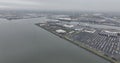 Zeebrugge, province of West Flanders, Belgium, March 3th, 2024: Commercial, industrial and transhipment ports of