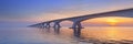 The Zeeland Bridge in Zeeland, The Netherlands at sunrise Royalty Free Stock Photo