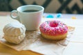 Zefir, donut and coffee cup Royalty Free Stock Photo