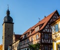 Zeil am Main Town tower with half-timbered houses Royalty Free Stock Photo