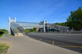 Zelenograd, Russia - May 09, 2016. above ground pedestrian crossing in Sunny alley