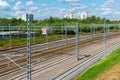 Zelenograd Russia May 26. 2017. Railroad tracks Oktyabrskaya railway