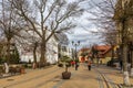 Picturesque central street with old houses in European style in Zelenogradsk