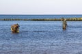 ZELENOGRADSK, KALININGRAD REGION, RUSSIA - APRIL 02, 2019: Unknown people with special equipment search for objects on the seabed