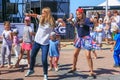 ZELENOGRADSK, KALININGRAD REGION, RUSSIA - JULY 29, 2017: Unknown children dancing modern dances on the street Royalty Free Stock Photo