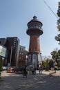 Exterior view of water tower and museum of cats Murarium, Zelenogradsk, Russia